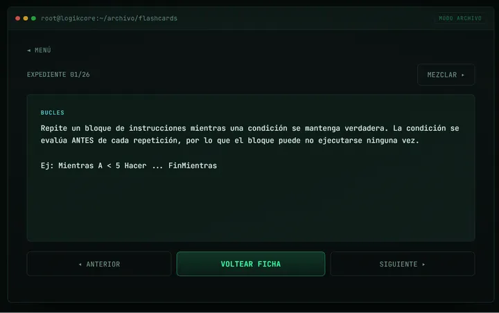 LOGIK//CORE — simulador del examen de ingreso a la UTN — captura 3
